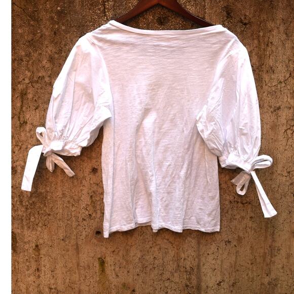 Cinq à Sept White Puff Sleeve Top with Tie Cuffs – Size Small - Picture 2 of 5